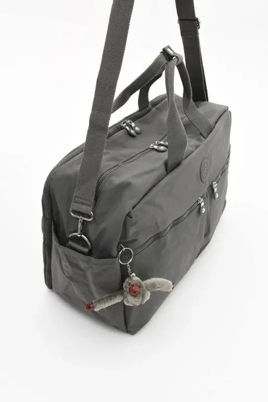 Asco Model Unısex Büyük Boy Su Geçirmez Krinkıl Kumaş Çapraz Ve Omuz Askılı Seyahat Spor Tatil Çanta-Antrasit - 8