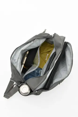 Asco Model Unısex Büyük Boy Su Geçirmez Krinkıl Kumaş Çapraz Ve Omuz Askılı Seyahat Spor Tatil Çanta-Antrasit - YOGII (1)