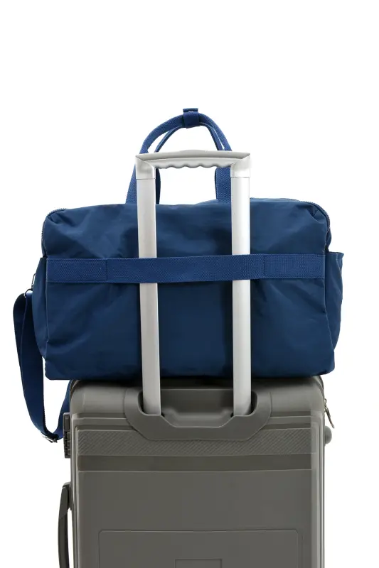 Asco Model Unısex Büyük Boy Su Geçirmez Krinkıl Kumaş Çapraz Ve Omuz Askılı Seyahat Spor Tatil Çanta-Lacivert - 3