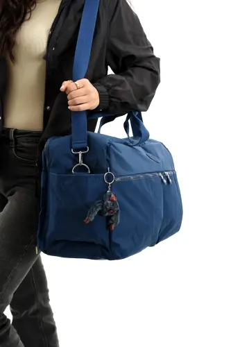 Asco Model Unısex Büyük Boy Su Geçirmez Krinkıl Kumaş Çapraz Ve Omuz Askılı Seyahat Spor Tatil Çanta-Lacivert - YOGII (1)