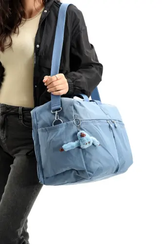 Asco Model Unısex Büyük Boy Su Geçirmez Krinkıl Kumaş Çapraz Ve Omuz Askılı Seyahat Spor Tatil Çanta-Mavi - 2