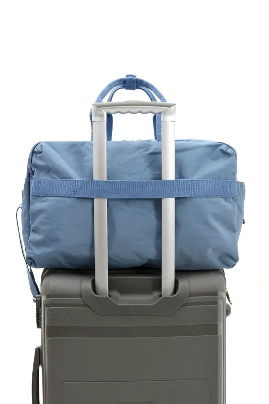 Asco Model Unısex Büyük Boy Su Geçirmez Krinkıl Kumaş Çapraz Ve Omuz Askılı Seyahat Spor Tatil Çanta-Mavi - 3