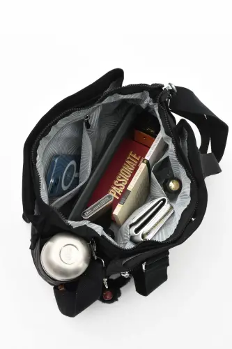 Asco Model Unısex Büyük Boy Su Geçirmez Krinkıl Kumaş Çapraz Ve Omuz Askılı Seyahat Spor Tatil Çanta-Mavi - 7