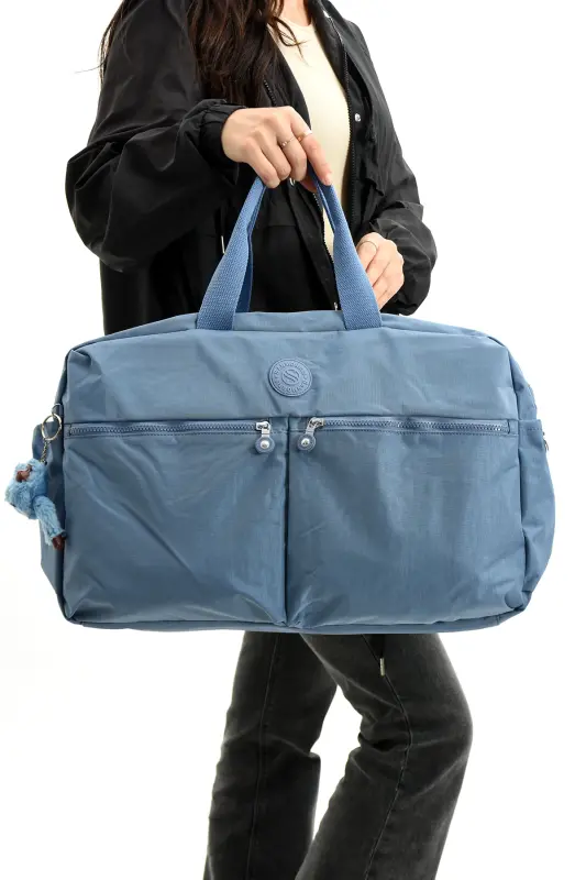 Asco Model Unısex Büyük Boy Su Geçirmez Krinkıl Kumaş Çapraz Ve Omuz Askılı Seyahat Spor Tatil Çanta-Mavi - YOGII