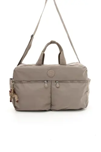 Asco Model Unısex Büyük Boy Su Geçirmez Krinkıl Kumaş Çapraz Ve Omuz Askılı Seyahat Spor Tatil Çanta-Vizon - 4