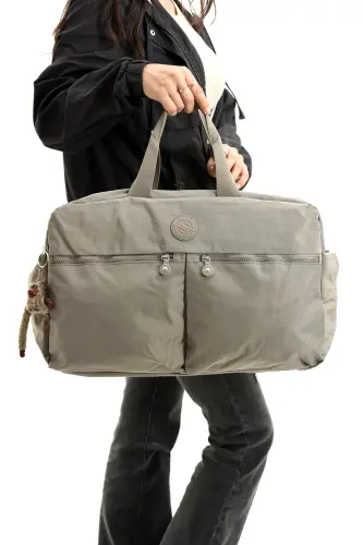 Asco Model Unısex Büyük Boy Su Geçirmez Krinkıl Kumaş Çapraz Ve Omuz Askılı Seyahat Spor Tatil Çanta-Vizon 