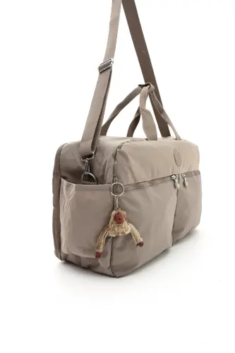 Asco Model Unısex Büyük Boy Su Geçirmez Krinkıl Kumaş Çapraz Ve Omuz Askılı Seyahat Spor Tatil Çanta-Vizon - 5