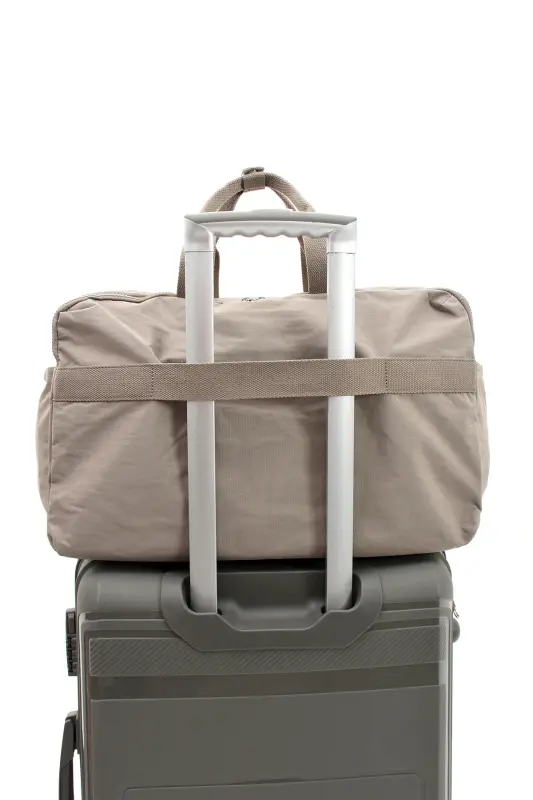 Asco Model Unısex Büyük Boy Su Geçirmez Krinkıl Kumaş Çapraz Ve Omuz Askılı Seyahat Spor Tatil Çanta-Vizon - 3