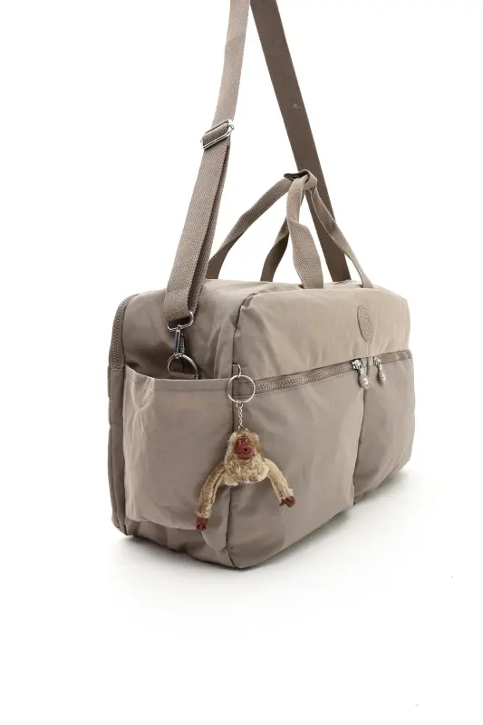 Asco Model Unısex Büyük Boy Su Geçirmez Krinkıl Kumaş Çapraz Ve Omuz Askılı Seyahat Spor Tatil Çanta-Vizon - 5