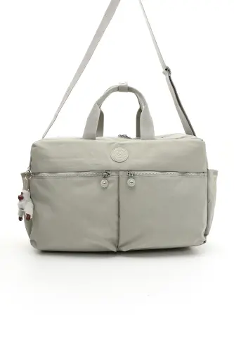 Asco Model Unisex Large Size Waterproof Crinkle Fabric Crossbody and Shoulder Strap Travel Sports Holiday Bag - Gray - 4