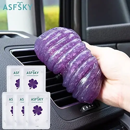 ASFSKY Car Cleaning Gel - 5 Pack Purple, Dust Cleaner for Cars & Keyboards - 5