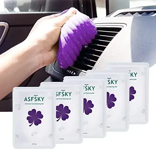 ASFSKY Car Putty Car Cleaning Gel Car Cleaning Putty Car Gel Cleaner Car Slime for Car Dust Cleaner Keyboard Dust Cleaning Gel 5 Pack (Purple) - 1