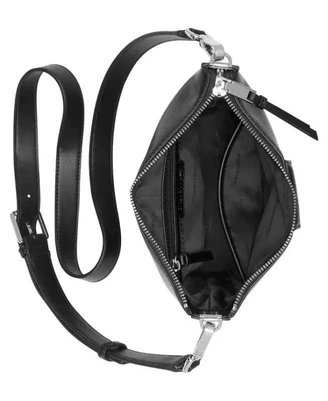 Ash Adjustable Top Zipper Crossbody-Black/silver - 5
