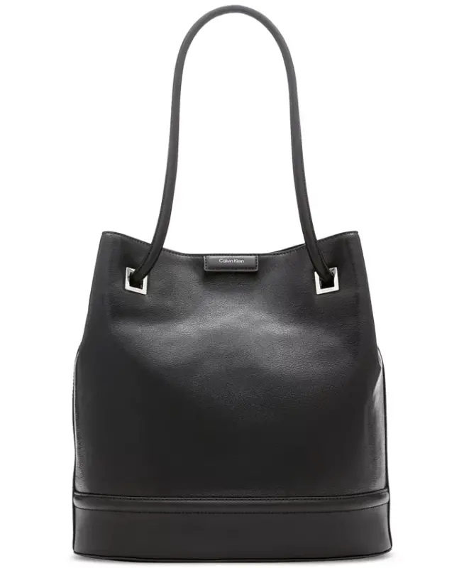 Ash Tote with Magnetic Snap-Black/silver - CALVIN KLEIN