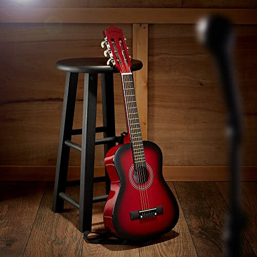 Ashthorpe 30-inch Beginner Acoustic Guitar Package (Red), Basic Starter Kit w/Gig Bag, Strings, Strap, Tuner, Picks - 6