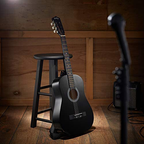 Ashthorpe 38-inch Beginner Acoustic Guitar Package (Black), Basic Starter Kit w/Gig Bag, Strings, Strap, Tuner, Pitch Pipe, Picks - 6