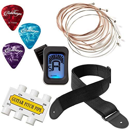 Ashthorpe 38-inch Beginner Acoustic Guitar Package (Blue), Basic Starter Kit w/Gig Bag, Strings, Strap, Tuner, Pitch Pipe, Picks - 5