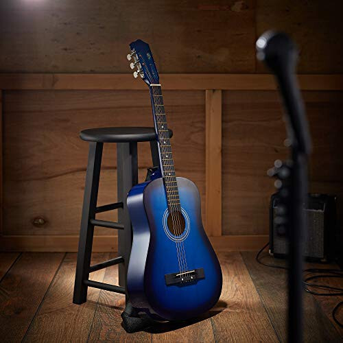 Ashthorpe 38-inch Beginner Acoustic Guitar Package (Blue), Basic Starter Kit w/Gig Bag, Strings, Strap, Tuner, Pitch Pipe, Picks - 6