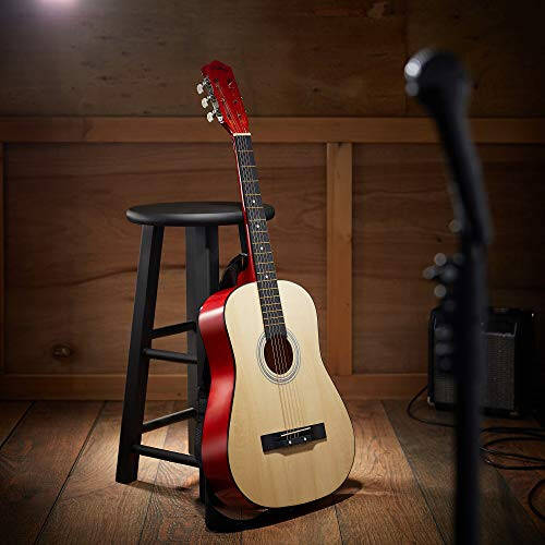 Ashthorpe 38-inch Beginner Acoustic Guitar Package (Natural), Basic Starter Kit w/Gig Bag, Strings, Strap, Tuner, Pitch Pipe, Picks - 6