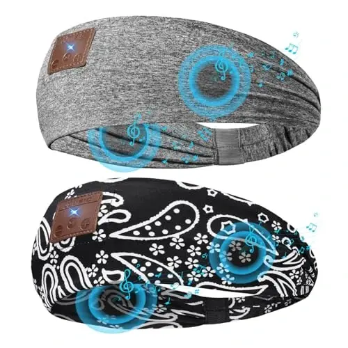 ASIILOVI 2-Pack Sleep Headphones Wireless, Bluetooth Sports Headband Headphones with Ultra-Thin HD Stereo Speakers Perfect for Sleeping,Workout,Jogging,Yoga,Insomnia, Air Travel, Meditation- 