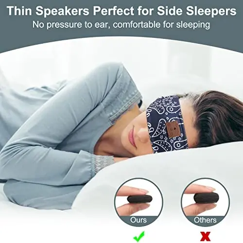 ASIILOVI 2-Pack Sleeping Headphones Bluetooth Headband, Wireless Headband Headphones with Ultra-Thin Speakers, Comfortable for Side Sleepers, Running, Adults, Unisex, Blue+Grey, One Size - 2
