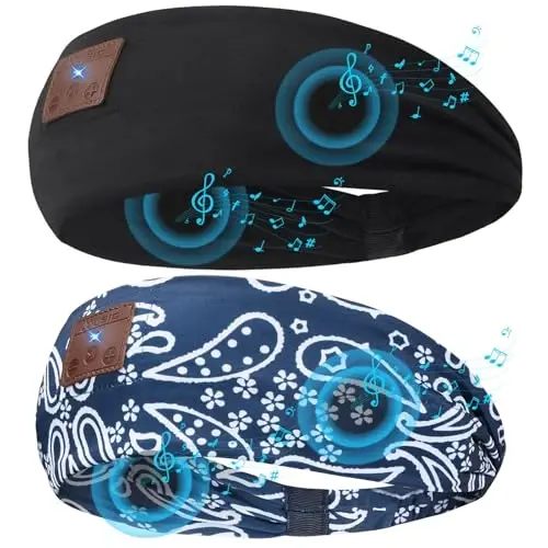 ASIILOVI 2-Pack Sleeping Headphones, Upgraded Bluetooth Headband with Ultra-Thin Speakers, Wireless for Side Sleepers, Running, Travel, Meditation - 1