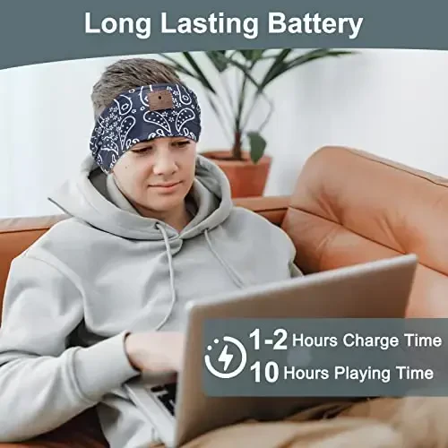 ASIILOVI 2-Pack Sleeping Headphones, Upgraded Bluetooth Headband with Ultra-Thin Speakers, Wireless for Side Sleepers, Running, Travel, Meditation - 5