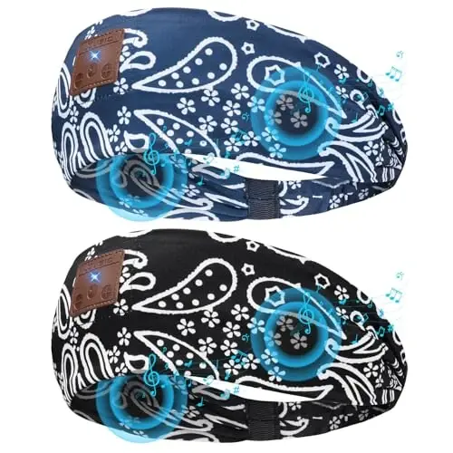 ASIILOVI Sleeping Headphones, Bluetooth 5.4 Headband Headphones, Wireless Headband for Yoga, Running, Workout, Travel, Sports, Unique Presents for Adult Teens - Black&Blue - 1