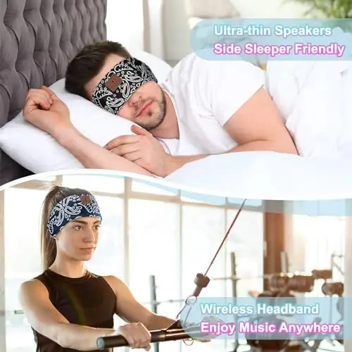 ASIILOVI Uyqu uchun naushniklar, Bluetooth 5.4 boshbog'li naushniklar, Yoga, yugurish, mashq, sayohat, sport uchun simsiz boshbog', kattalar va o'smirlar uchun noyob sovg'alar - Qora va ko'k - ASIILOVI (1)