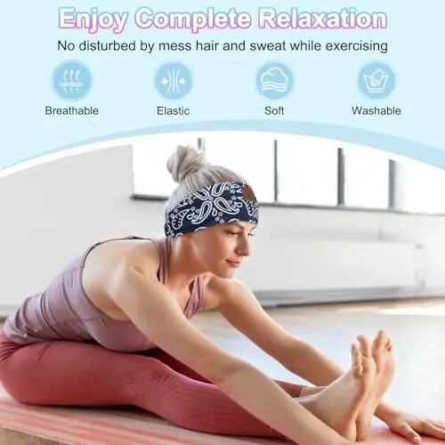 ASIILOVI Uyqu uchun naushniklar, Bluetooth 5.4 boshbog'li naushniklar, Yoga, yugurish, mashq, sayohat, sport uchun simsiz boshbog', kattalar va o'smirlar uchun noyob sovg'alar - Qora va ko'k - 5