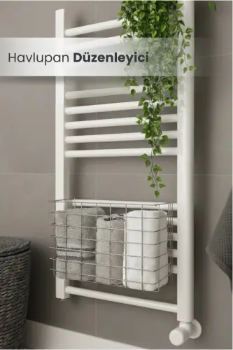 Asılabilir Havlupan Düzenleyici Banyo Havluluk Kurutma Sepeti Tuvalet Kağıdı Organizeri Krom-Krom - 1