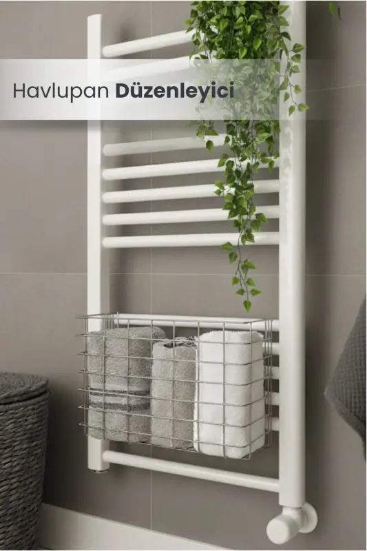 Asılabilir Havlupan Düzenleyici Banyo Havluluk Kurutma Sepeti Tuvalet Kağıdı Organizeri Krom-Krom - 1