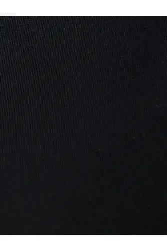 Asimetrik Hafif Dik Yaka Drapeli Slim Fit Kolsuz Bluz - Siyah - 6