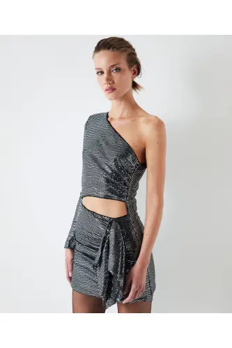 Asimetrik kol cutout elbise - Metalik - İPEKYOL (1)