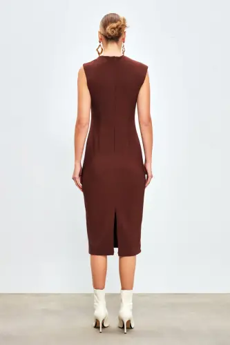 Asimetrik Midi Boy Elbise -kahve - kahve - 6