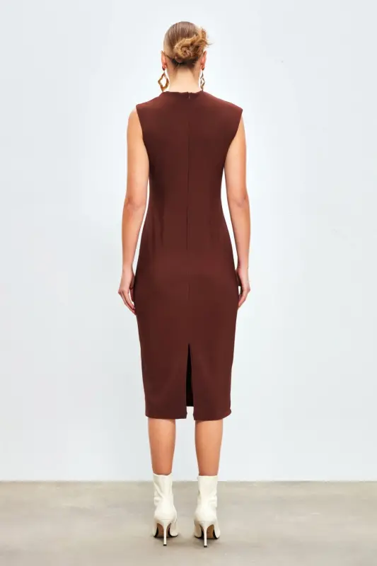 Asimetrik Midi Boy Elbise -kahve - kahve - 6