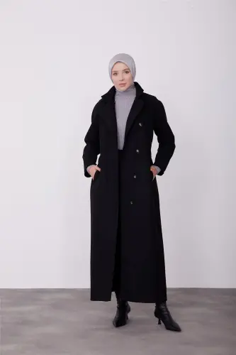 Асимметричное пальто Armine с погонами на воротнике, 23K8615, черное - 3