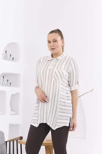 Asimmetrik Kesim Muslin Mato полоскали Катта Бадан Vizon Tunik - 2