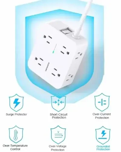 Power Strips with Surge Protection - HANYCONY 8 Widely Outlets with 4 USB Ports (2 USB C), 3-Side Outlet Extender Strip, 5 Ft Extension Cord, Ideal for Home Office College Dorm Room Essentials - 6