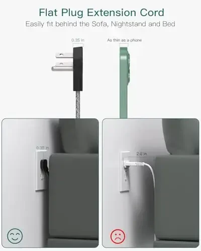 Surge Protector Power Strip, Addtam 5 ft Flat Plug Extension Cord with 4 USB Wall Charger(2 USB C Port), 4 Widely Outlets Desk Charging Station, Home Office and College Dorm Room Essentials, Black - ADDTAM (1)