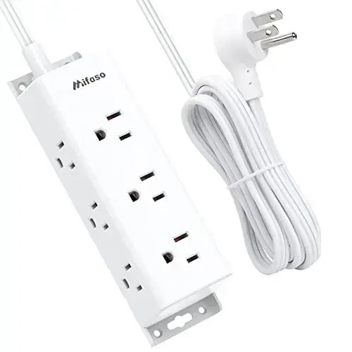 Surge Protector Power Strip - 9 Widely Spaced Multi Outlets, Wall Mount, 3 Side Outlet Extender with Extension Cord, Flat Plug, Overload Protection, Home Office Dorm Room Essentials (10FT, White) 
