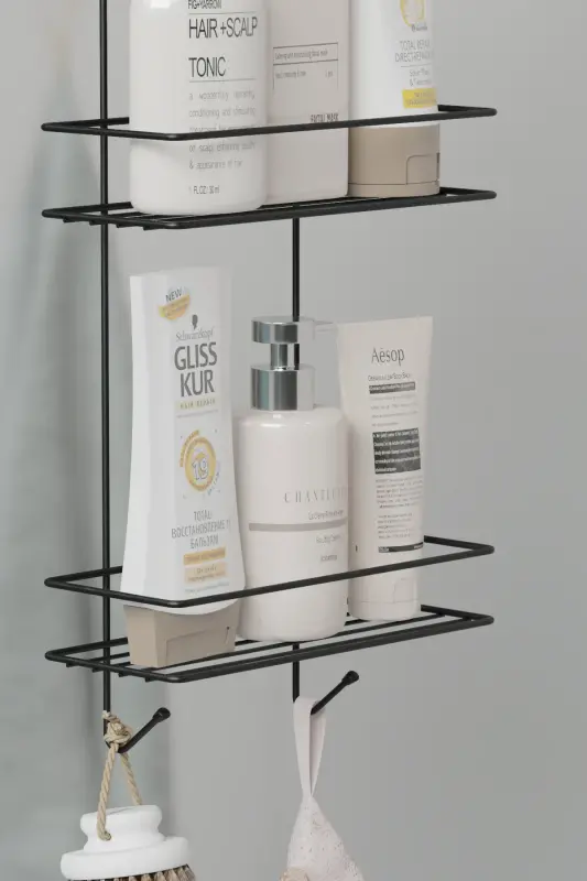 Askılı Banyo Rafı Duş Şampuanlık Duşakabin Havlu Askısıduvar Düzenleyici Organizer - 4