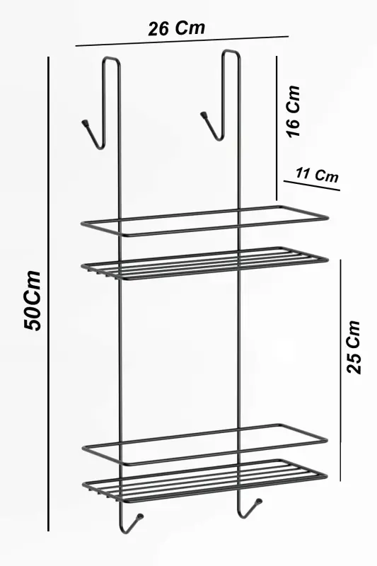 Askılı Banyo Rafı Duş Şampuanlık Duşakabin Havlu Askısıduvar Düzenleyici Organizer - 6