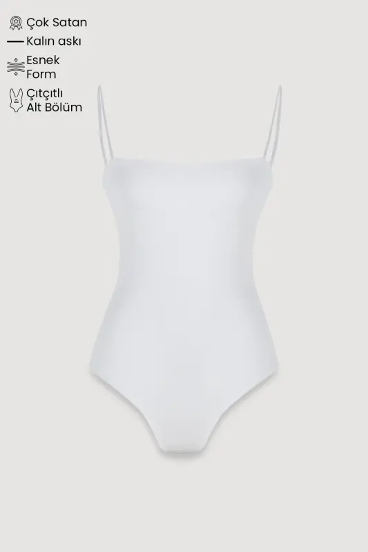 Askılı Bodysuit Ekru - Ekru - 1