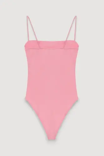 Askılı Bodysuit Pembe-Pembe - 3