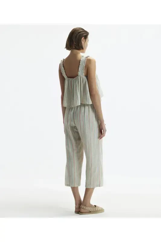 Askılı Dökümlü Bluz-KİREMİT - 2