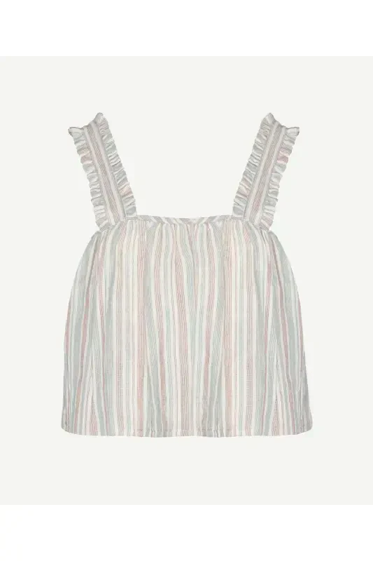 Askılı Dökümlü Bluz-KİREMİT - 3