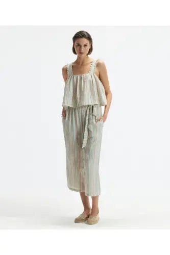 Askılı Dökümlü Bluz-KİREMİT - 1