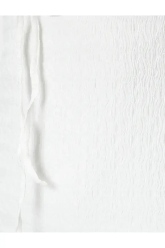 Askılı Kalem Elbise Astarlı Kalp Yaka Önden Bağlama Detaylı Yırtmaçlı Fiyonk Detaylı Bürümcük-Ekru - 6