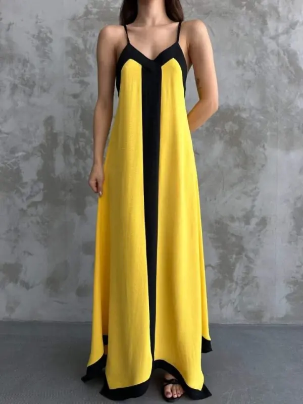 Askılı Maxi Boy Elbise - 5